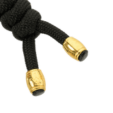 M-Tac Zeus Lanyard, punottu paracord, musta kultaisilla päillä, tyylikäs ja käytännöllinen veitsen lisä.