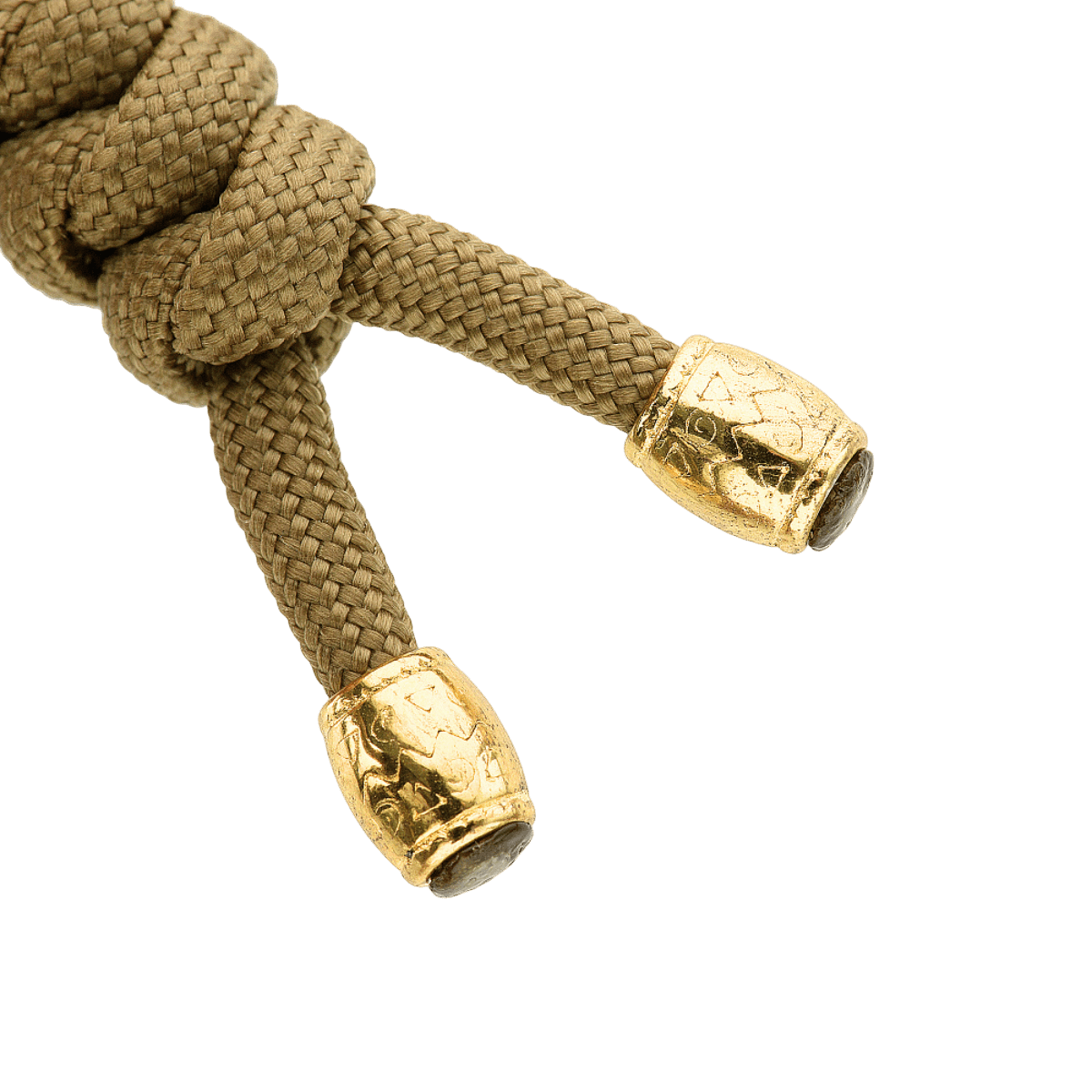M-Tac Zeus Lanyard, punottu paracord kultaisilla päillä, täydellinen veitsille, taskulampuille ja varusteille. Joustava jatke nopeaan käyttöön.