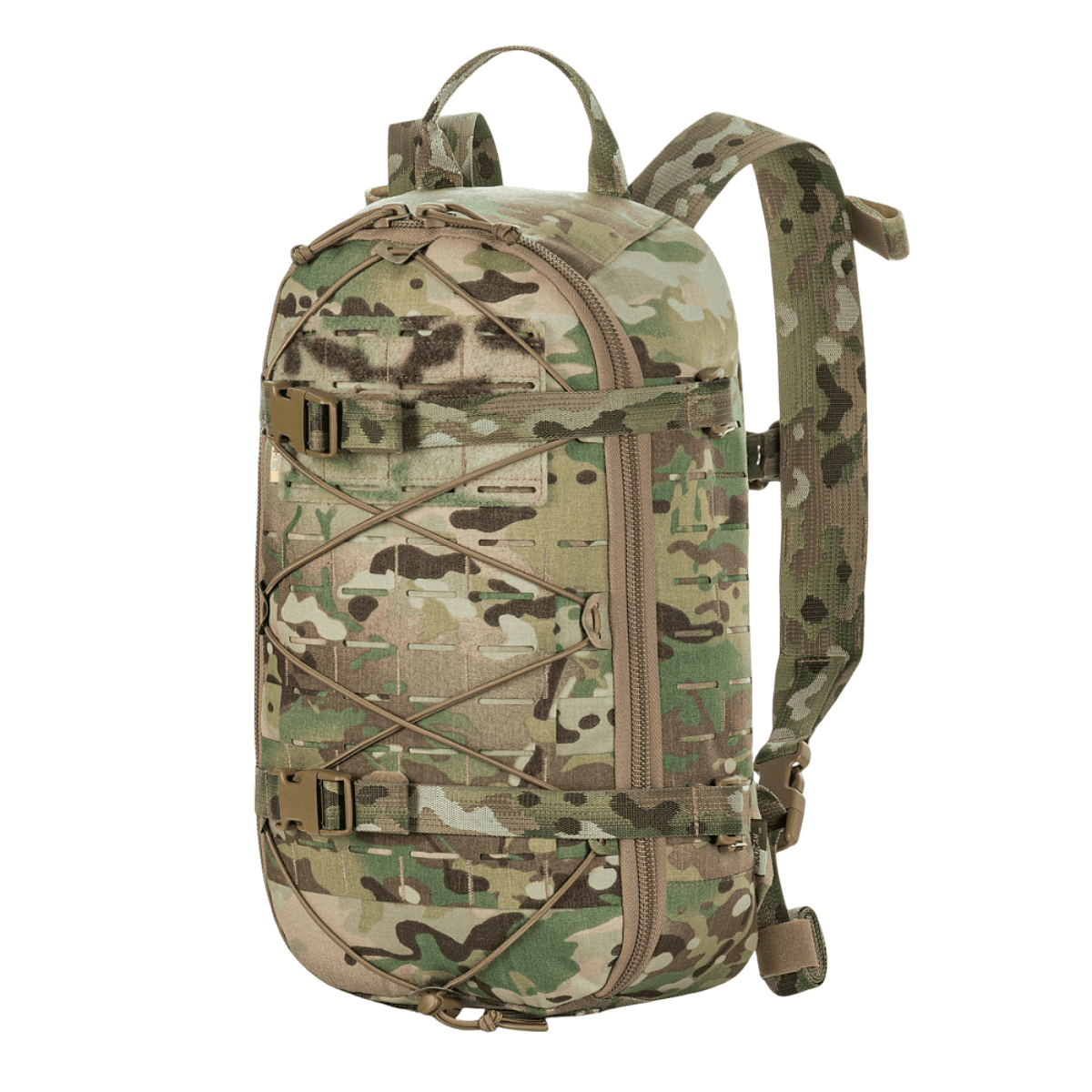 M-Tac reppu Sturm Elite Gen.II maastokuviossa MOLLE-järjestelmällä lyhyille omavaraisille kenttäreissuille.