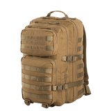 M-Tac Large Assault Pack -reppu MOLLE-järjestelmällä, kaksi isoa taskua, lisätaskut edessä ja säädettävät olkahihnat, ruskea.