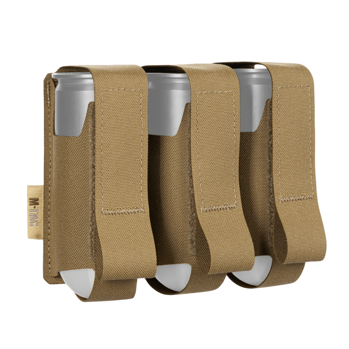M-Tac kotelo 3 VOG-kranaatille MOLLE-järjestelmällä turvalliseen 40 mm kranaattien säilytykseen, Cordura Squadron -materiaali.