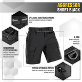 M-Tac Shorts Aggressor Short mustana, polvipituiset taktisin ominaisuuksin, joustava polycotton liikkuvuuteen, ihanteellinen kesälle.