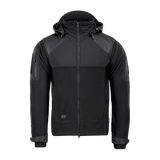 M-Tac Norman Windblock -fleecetakki mustana, windblock-materiaalia ja softshell-paneeleja, sopii viileään ja kylmään säähän.
