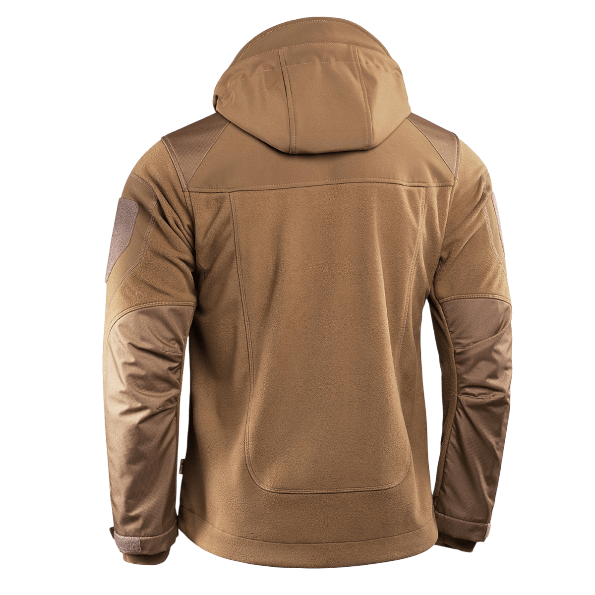 Takakansi M-Tac Norman Windblock -fleecetakista hupulla ja softshell-materiaalilla, sopii kylmään säähän, beige väri.