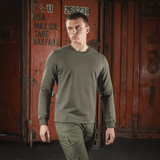 M-Tac Pullover 4 Seasons vihreä, minimalistinen malli, sopii arkikäyttöön ja taktiseen käyttöön ympäri vuoden.