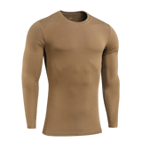 M-Tac Long-sleeve T-shirt 93/7 93% puuvillaa ja 7% elastaania, ruskea, sopii arkeen ja ulkoiluun, esitetty valkoisella taustalla.