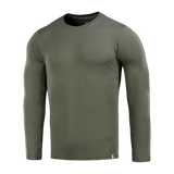 M-Tac Long-sleeve T-shirt 93/7 oliivinvihreänä, valmistettu 93% puuvillasta ja 7% elastaanista, ihanteellinen arkeen ja ulkoiluun.