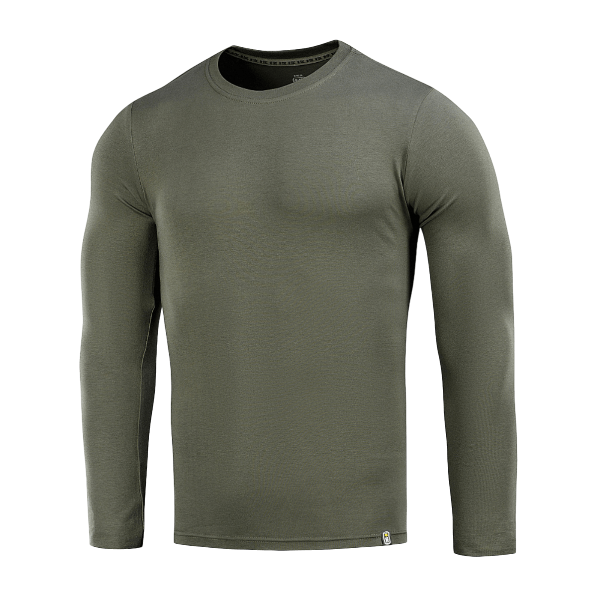 M-Tac Long-sleeve T-shirt 93/7 oliivinvihreänä, valmistettu 93% puuvillasta ja 7% elastaanista, ihanteellinen arkeen ja ulkoiluun.