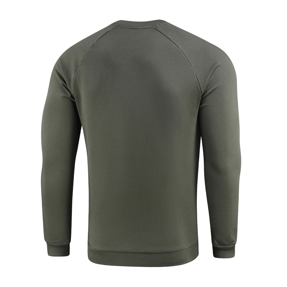 M-Tac Cotton Sweatshirt oliivinvihreä takaa nähtynä, sopii juoksuun, kuntoiluun ja arkeen, resorit mukavuutta ja liikkumisvapautta varten