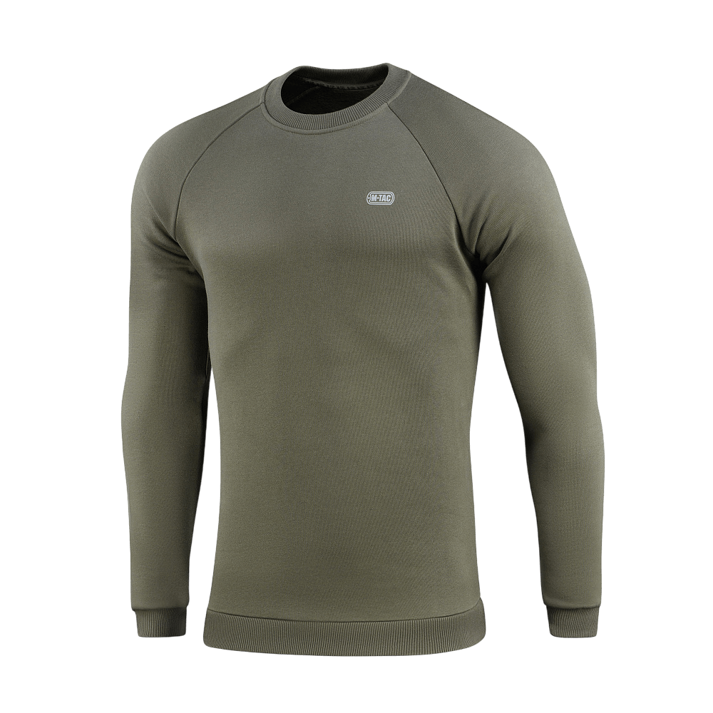 M-Tac Sweatshirt Cotton Hard, oliivinvihreä, heijastava rintalogo, 100 % puuvillaa, resorit mukavuutta ja lämpöä varten.