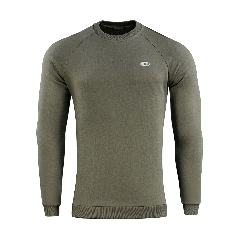 M-Tac Sweatshirt Cotton Hard, oliivinvihreä, resorit ja heijastava logo, 100 % puuvillaa, mukava istuvuus.