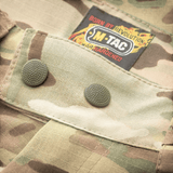 M-Tac housut Aggressor Elite NYCO multicam, lähikuva kestävistä pressioneista ja vahvistetusta nylon-puuvillamateriaalista, galleria-asento 1.
