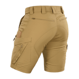 M-Tac Aggressor Summer Flex Shorts kevyellä taktillisella muotoilulla, toiminnallisilla taskuilla ja joustavalla istuvuudella, takaa kuvattu.