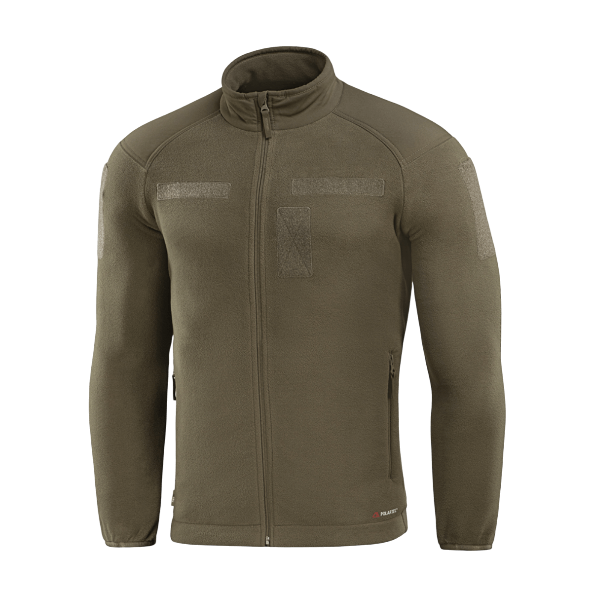 M-Tac Combat Fleece Polartec -takki oliivinvihreänä, tilavat taskut ja Velcro-kiinnitykset, täydellinen taktiseen ja arkikäyttöön.