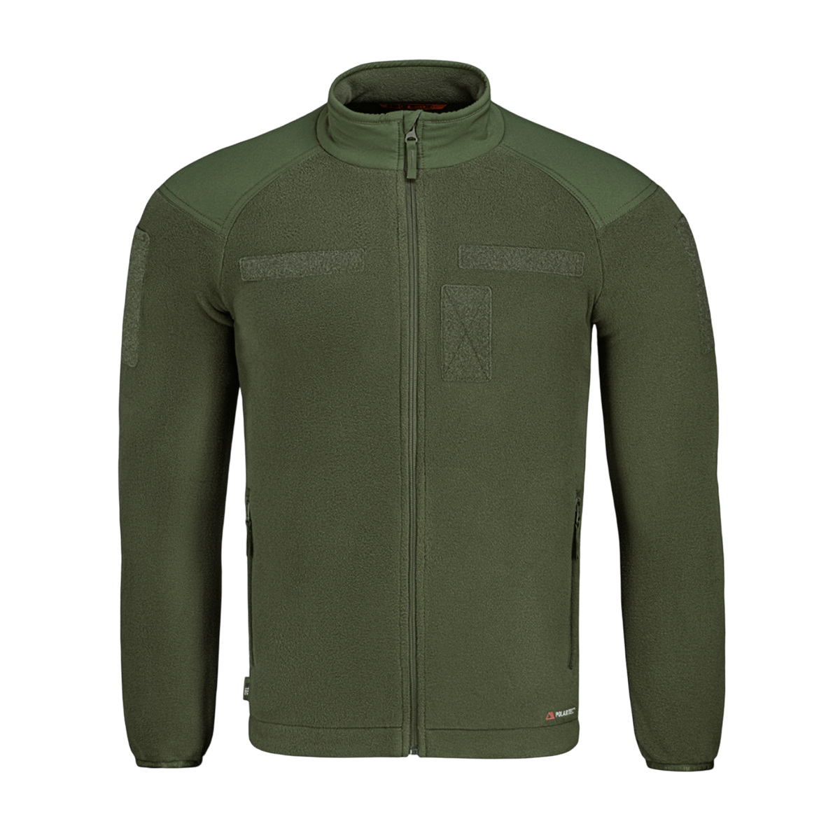 M-Tac Combat Fleece Polartec -takki oliivinvihreänä, materiaalit kuten Polartec® fleece 200 g/m² ja YKK-vetoketjut.