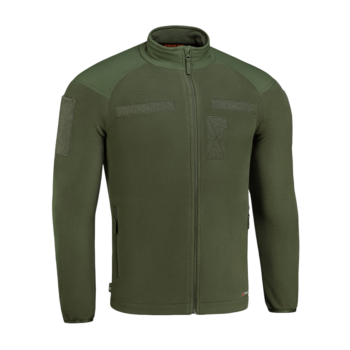 M-Tac Combat Fleece Polartec -takki vihreänä, Polartec fleece ja YKK-vetoketjut, ihanteellinen taktiseen ja arkikäyttöön, suunniteltu Velcro-paneeleilla.
