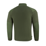Takakuva M-Tac Combat Fleece Polartec -takista oliivinvihreänä, tuuli- ja joustavat kangaspaneelit taktiseen käyttöön.