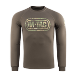 M-Tac Raglan Logo camokuvioidulla logolla, puuvillasekoite mukavuutta ja liikkuvuutta varten. Täydellinen taktiseen käyttöön