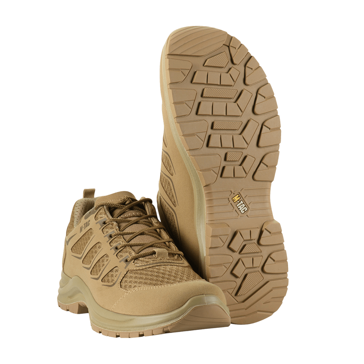 M-Tac Tactical Sneakers IVA hiekansävyisenä, hengittävä mesh ja vahvistettu kärki, sopii retkeilyyn ja ulkoiluun.