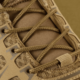 Lähikuva M-Tac Tactical Sneakers IVA:sta hengittävällä meshillä ja synteettisellä nubuckilla, sopii kesään, trekkingiin ja ulkoiluun.