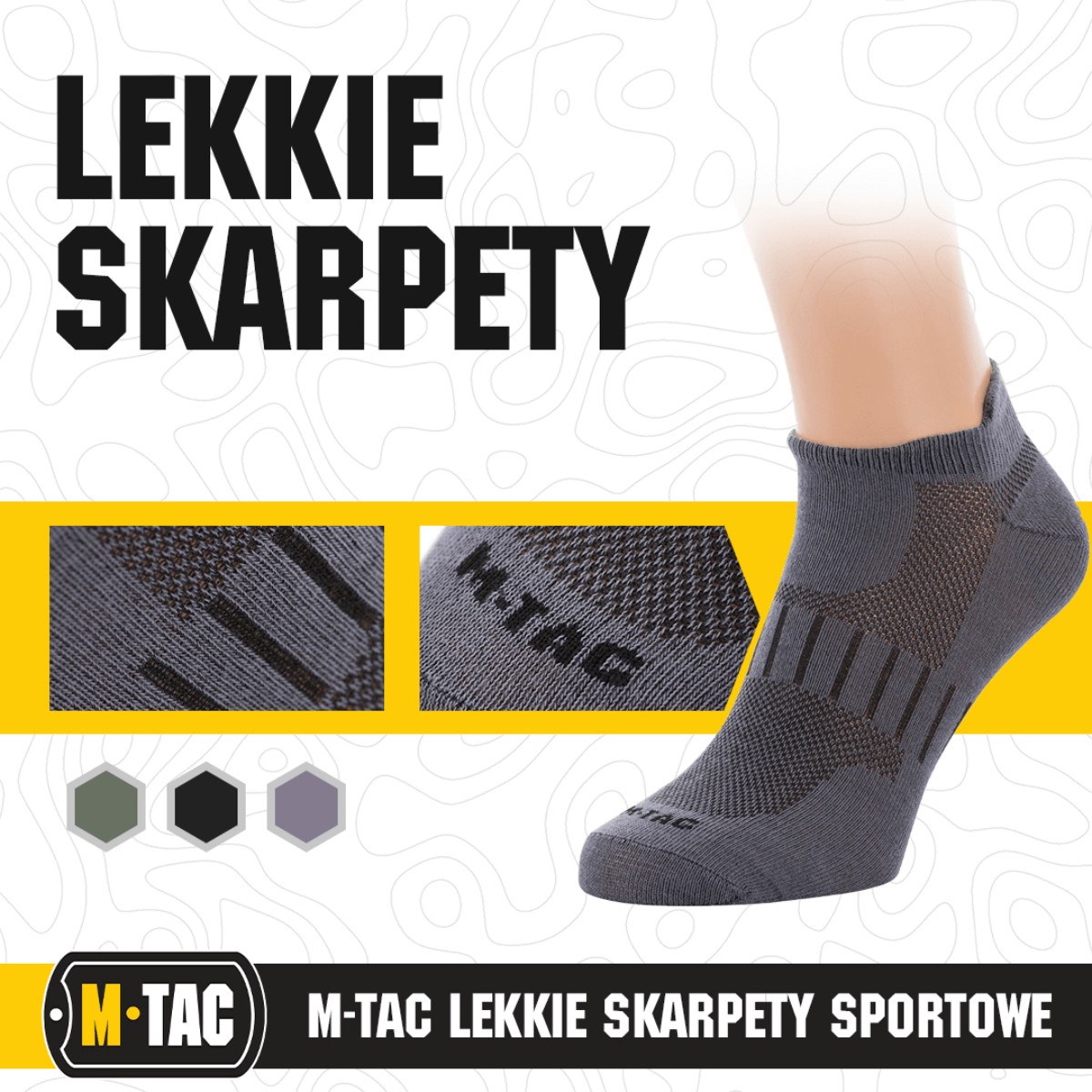 M-Tac Let Sportsokker ergonomisella istuvuudella ja hengittävällä materiaalilla, täydelliset juoksuun ja ulkoiluun lämpimällä säällä.