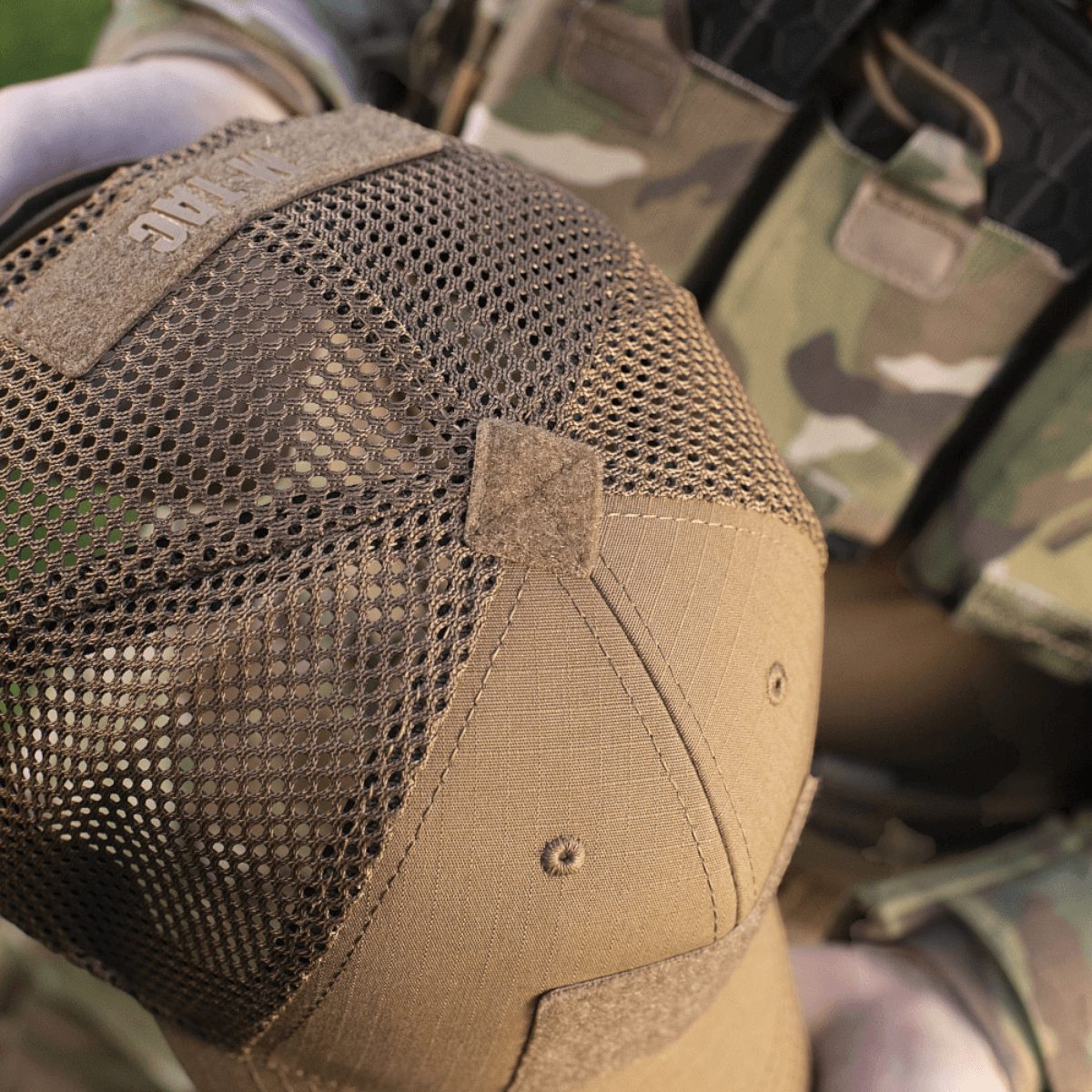 M-Tac Baseball Cap Ripstop Elite Flex ruskea ripstop hengittävällä meshillä ja säädettävällä suljennalla, galleria-asento 1
