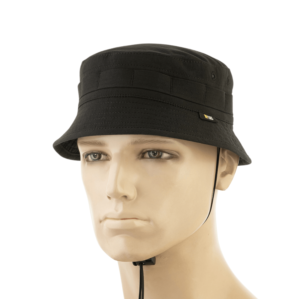 M-Tac Panamahat Gen. II Summer Flex musta, kevyt nylon/elastaani materiaali säädettävällä hihnalla, mukava ja sopiva kesäkäyttöön, galleria-asento 1