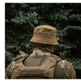 M-Tac Panamahat Gen. II Summer Flex camel nylon/elastaani kevyt ja NIJ-sertifiointi, esillä käytössä, galleria-asento 1