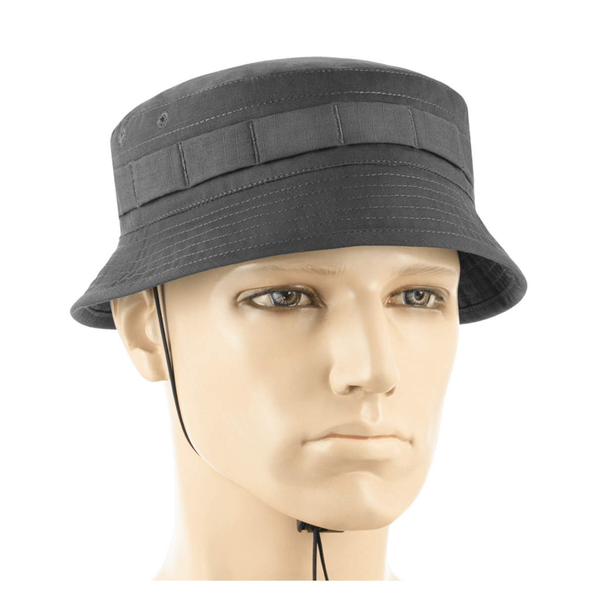 M-Tac Panamahat Gen. II Flex Rip-Stop harmaasta rip-stop-kankaasta, galleria-asento 1, tuuletusreiät ja säädettävä naru.