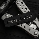 M‑Tac Patch Poland End-to-End 25x80 mustassa Cordura 500D:ssä laserleikattu kuvio, vaatteisiin ja laukuille, tarrakiinnitys.