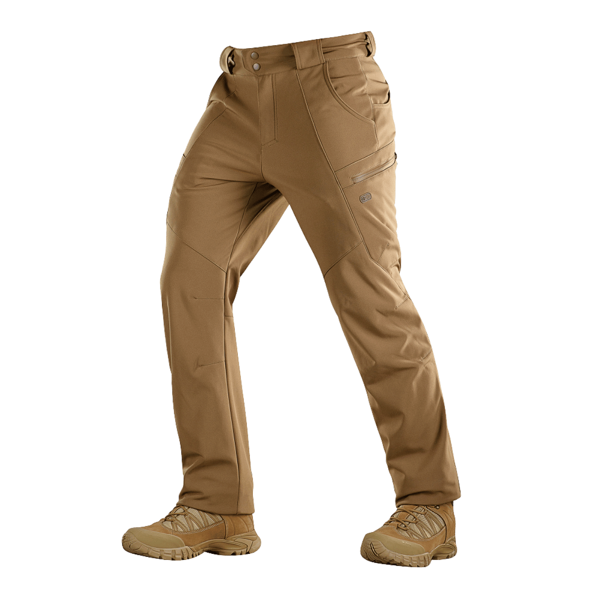 M-Tac Soft Shell Vinter -housut, beige, mukavat talvihousut fleece-vuorella ja vahvistetulla takakappaleella, sopivat kylmään säähän.