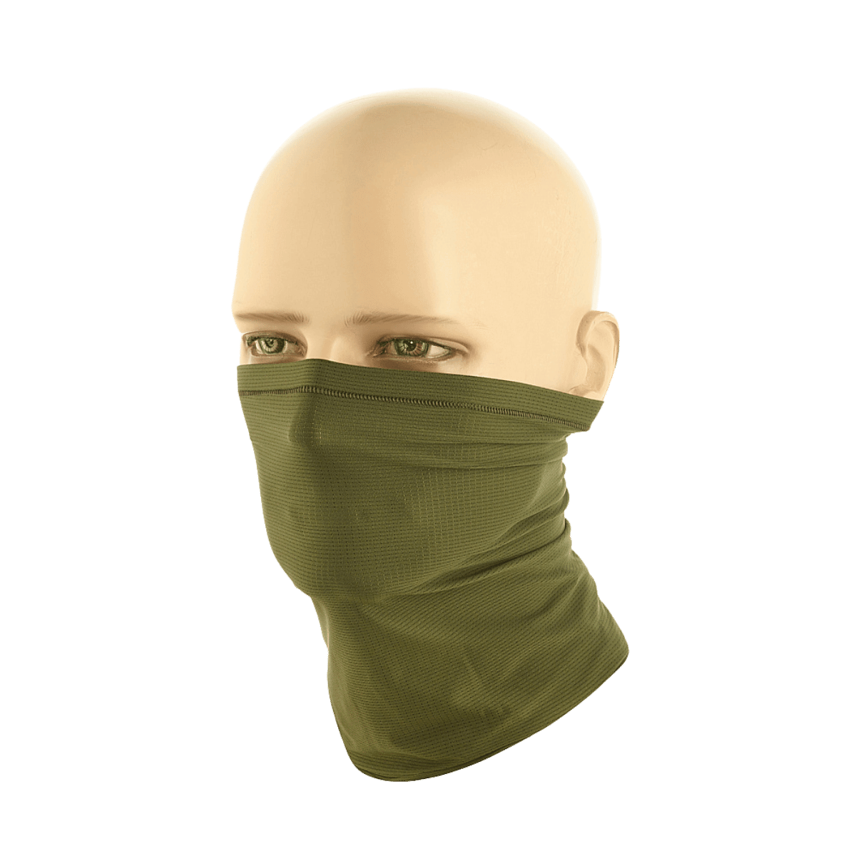 M-Tac Polartec Vent Tube Scarf vihreänä, mallinuken päällä kasvomaskina