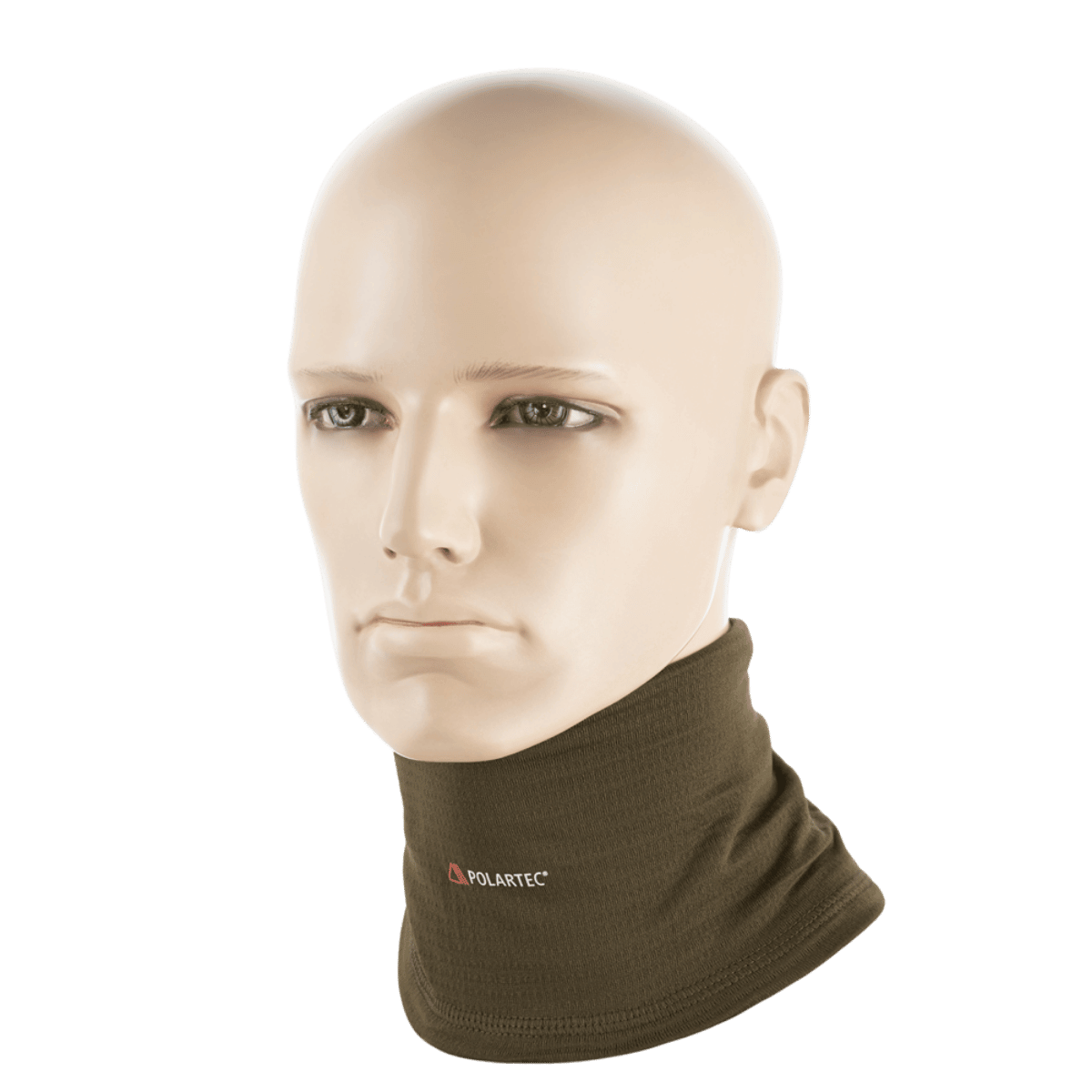 M-Tac Tube Scarf Polartec Power Grid, ruskea kauluri mallinuken päällä, suojaa tuulelta ja kylmältä, valmistettu kestävästä Polartec-materiaalista.