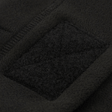 M-Tac Fleece Tactical Watch Cap Beanie m. Patch Panel, musta fleecemyyssy tarrapaneelilla, sopii taktiseen käyttöön ja ulkoiluun.