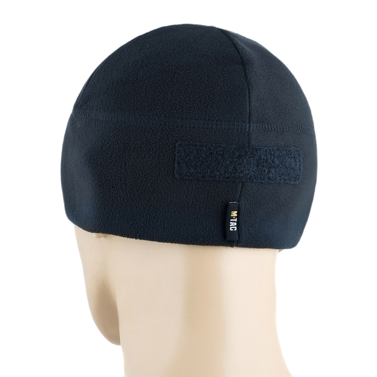M-Tac Fleece Tactical Watch Cap Beanie m. Patch Panel, lämmin fleece-pipo taktiseen käyttöön, tarrapaneelit, nähtynä takaa.