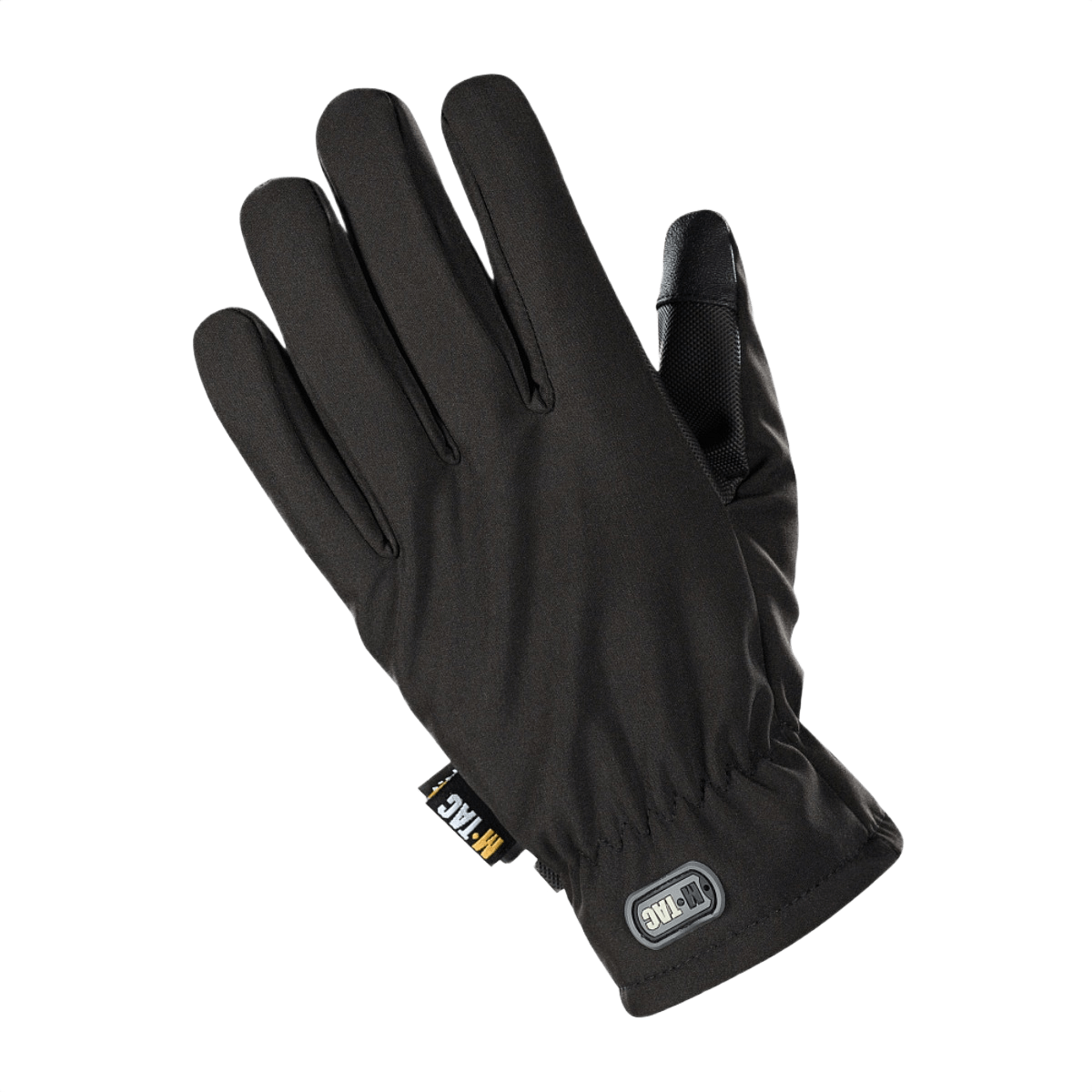 M-Tac Handsker Soft Shell Thinsulate, mustat ulkoiluhanskat, kosketusnäyttöyhteensopiva ja nahkavahvistettu kämmen paremman otteen saamiseksi.
