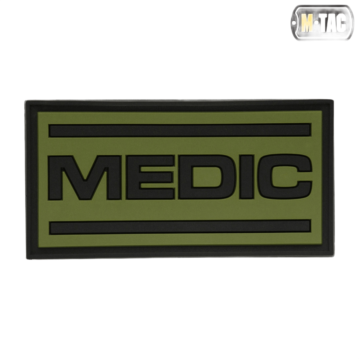 M-Tac Patch Medic PVC 3d taktiinen lääkintälaastari vihreänä, velcro, joustava PVC-materiaali, 70x35.