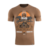 M-Tac T-Shirt Odin Odin‑kuvalla pohjoismaisesta mytologiasta, Hugin ja Munin -korpit ja teksti "Valhalla Calling", ruskea väri.