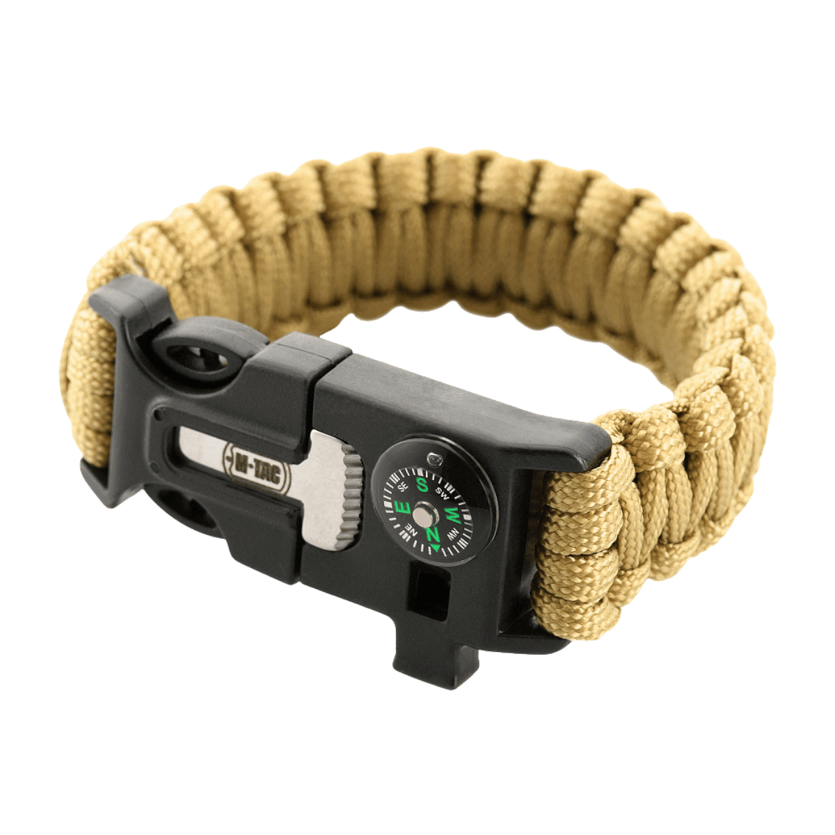 M-Tac Paracord-rannekoru tulentekijällä, kompassilla ja pillillä, täydellinen selviytymiseen ja retkeilyyn, vahva ja käytännöllinen muotoilu