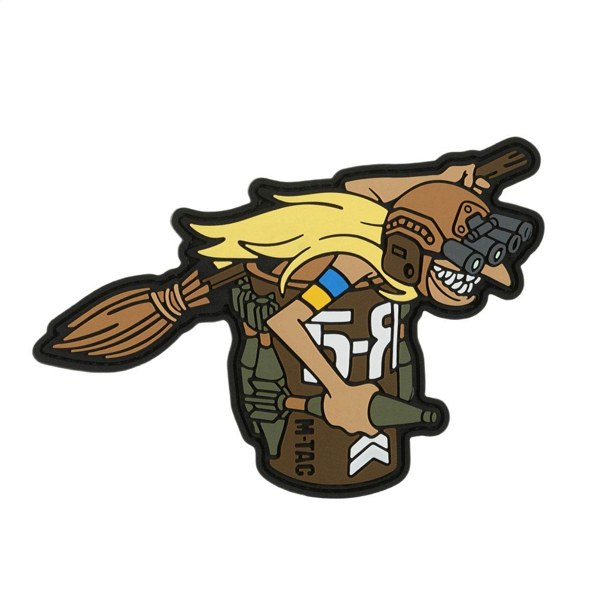 M‑Tac Patch Baba-Yaga Horizontal 3d-muotoilulla esittää soturia yökiikareineen ja kranaatteineen, symboloi ukrainalaista UAV "Baba Yaga",