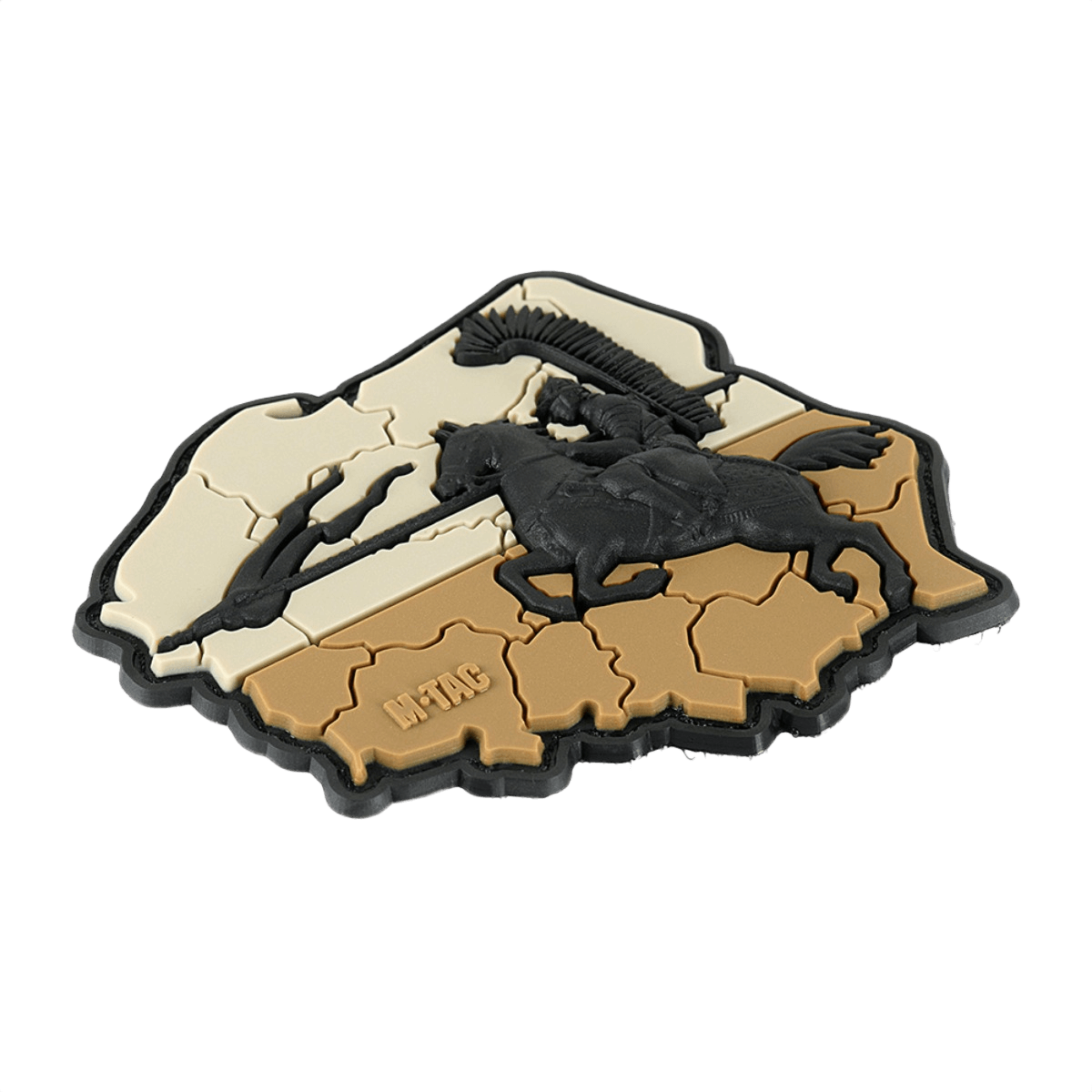 M-Tac Patch Husaria 3D PVC siipihusarilla ja Puolan lipulla, symboloi rohkeutta ja ritarillisuutta, 70x80 mm, PVC, Velcro-kiinnitys.