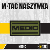 M-Tac Patch Medic PVC 3D taktinen patch lääkintähenkilöstölle, joustava PVC ja Velcro, koko 70 x 35 mm, univormussa.