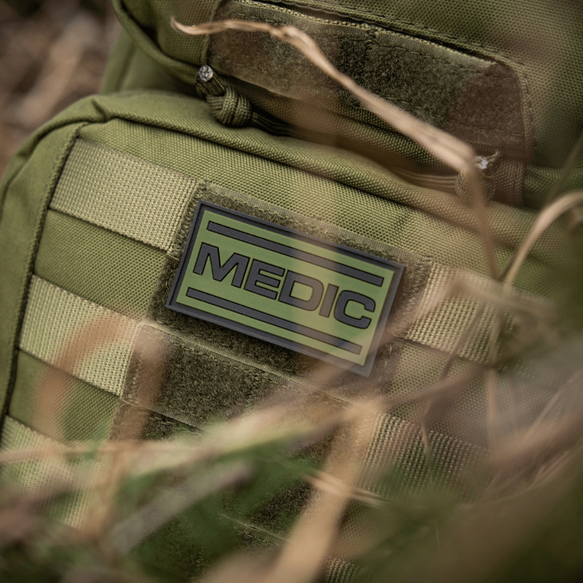 M-Tac Patch Medic PVC 3D oliivinvihreässä repussa. Taktinen lääkintätarra joustavasta PVC:stä 3D-efektillä.