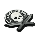 M-Tac Patch No Knife – No Life 3d PVC morale-tarra pääkallolla ja veitsillä, velcro-takana, 50x50 mm