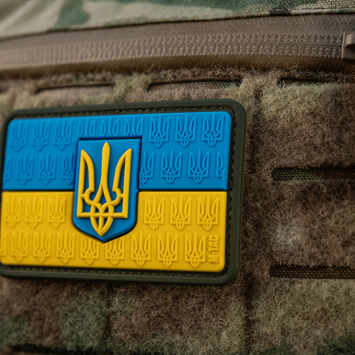 M-Tac Patch Ukraine Flag kilvellä Trident 3d-reliefissä, PVC, kiinnitys Velcro, koko 8x5 cm