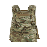M-Tac Plate Carrier Cuirass Elite Gen.II maastokuvioinnilla ja pikalukoilla, valmistettu Cordura 500D:stä kestävyyttä varten.