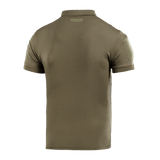 M-Tac Polo Elite Tactical Coolmax oliivinvihreänä, takaosa näkyvissä. Suunniteltu poliisi- ja turvallisuustyöhön, kosteutta siirtävä ja nopeasti kuivuva.