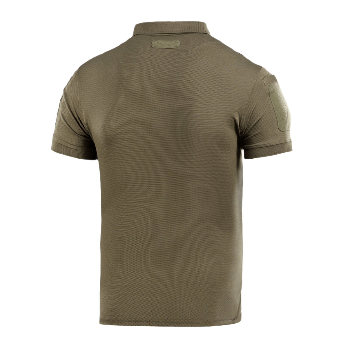 M-Tac Polo Elite Tactical Coolmax oliivinvihreänä, takaosa näkyvissä. Suunniteltu poliisi- ja turvallisuustyöhön, kosteutta siirtävä ja nopeasti kuivuva.