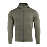 M-Tac Shadow Polartec Fleece -huppari oliivinvärisenä, valmistettu kestävästä Power Stretch Pro -fleecestä matalaprofiilisella hupulla lämmöstä ja toiminnallisuudesta.