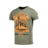 M-Tac T-shirt Black Sea Expedition harmaa printillä, valmistettu puuvillasta ja elastaanista, sopii aktiiviseen elämäntapaan kuten metsästykseen ja matkailuun